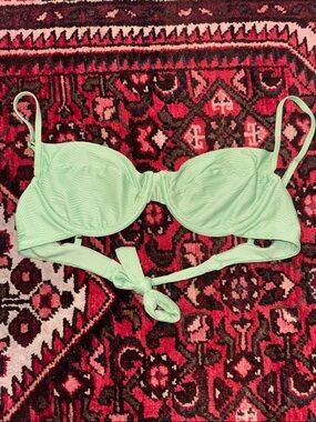 Monday Swimwear Wavy Ribbed Bikini Top Seafoam Green Medium